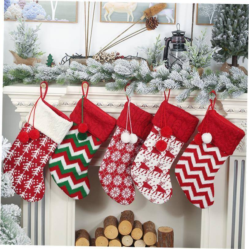 New Knitted Christmas Stocking Christmas Candy Gift Bags