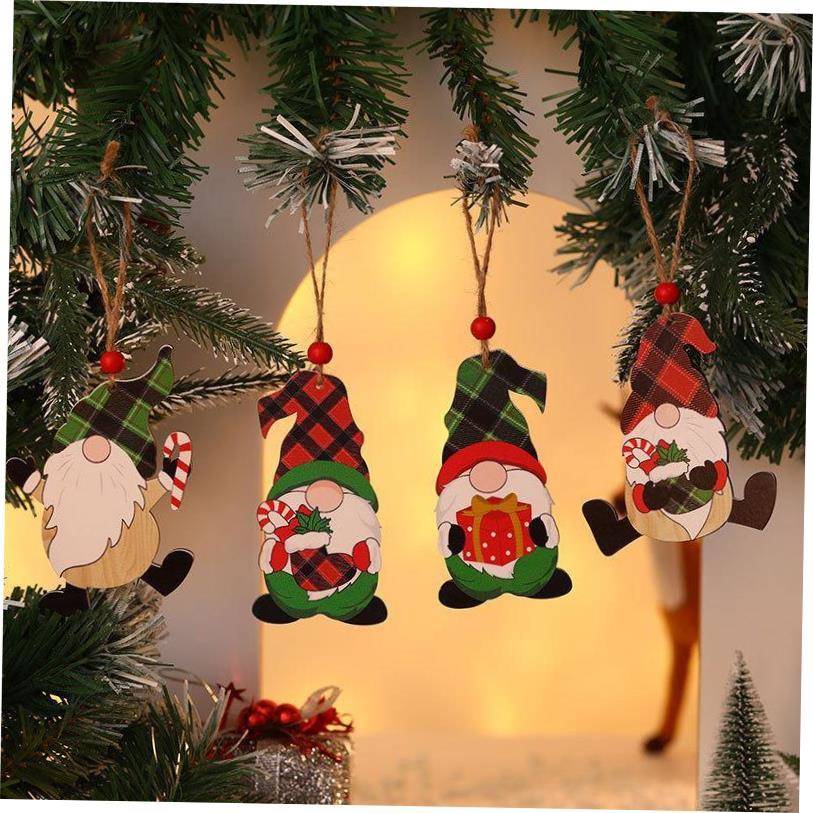 Christmas tree decorations wooden Faceless Elderly Pendant