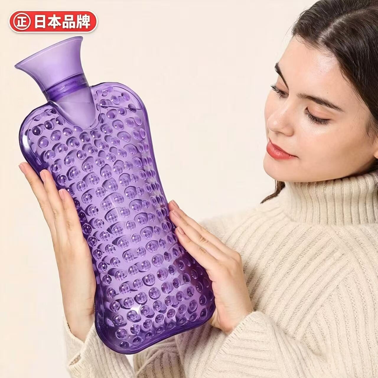 日本注水热水袋凸点按摩暖水袋大号防漏灌水暖手暖腹保暖热敷袋