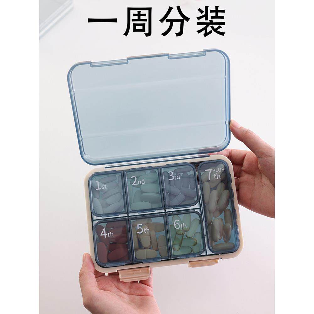 日本进口优选品质药盒便携药品分装一周七天大容量分药盒子分药器