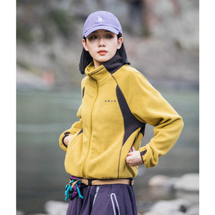 MountainValley秋冬户外撞色加厚摇粒绒立领卫衣运动徒步加绒外套