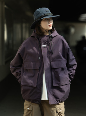 Mountain valley24SS户外山系刺绣防泼水连帽冲锋衣夹克外套男女