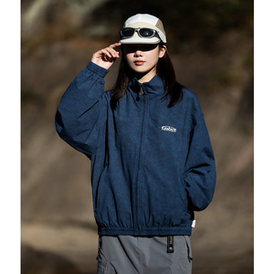 Mountainvalley秋季美式立领短外套男女宽松休闲百搭短款夹克上衣