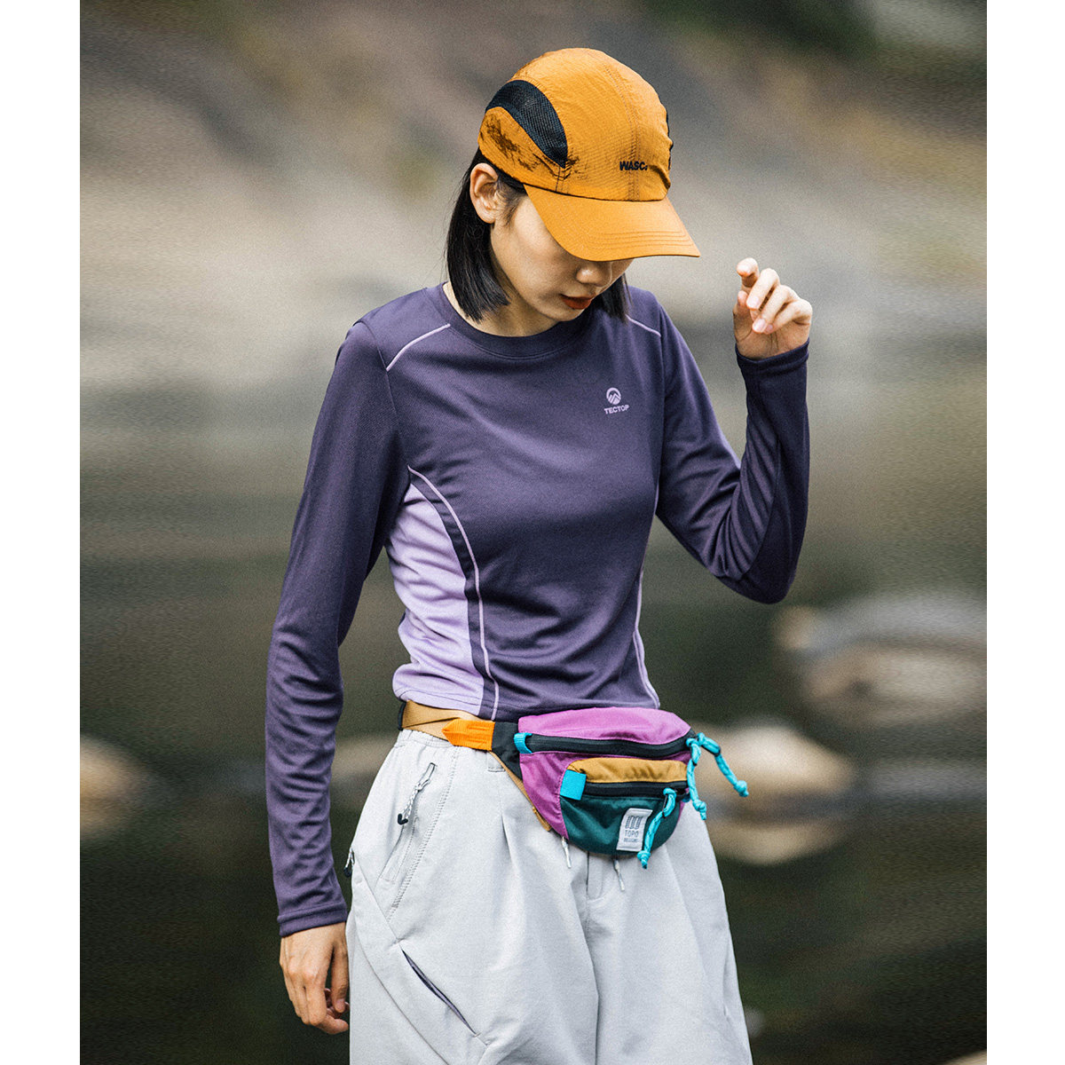 Mountainvalley春季户外紧身速干长袖T恤运动徒步训练健身上衣女