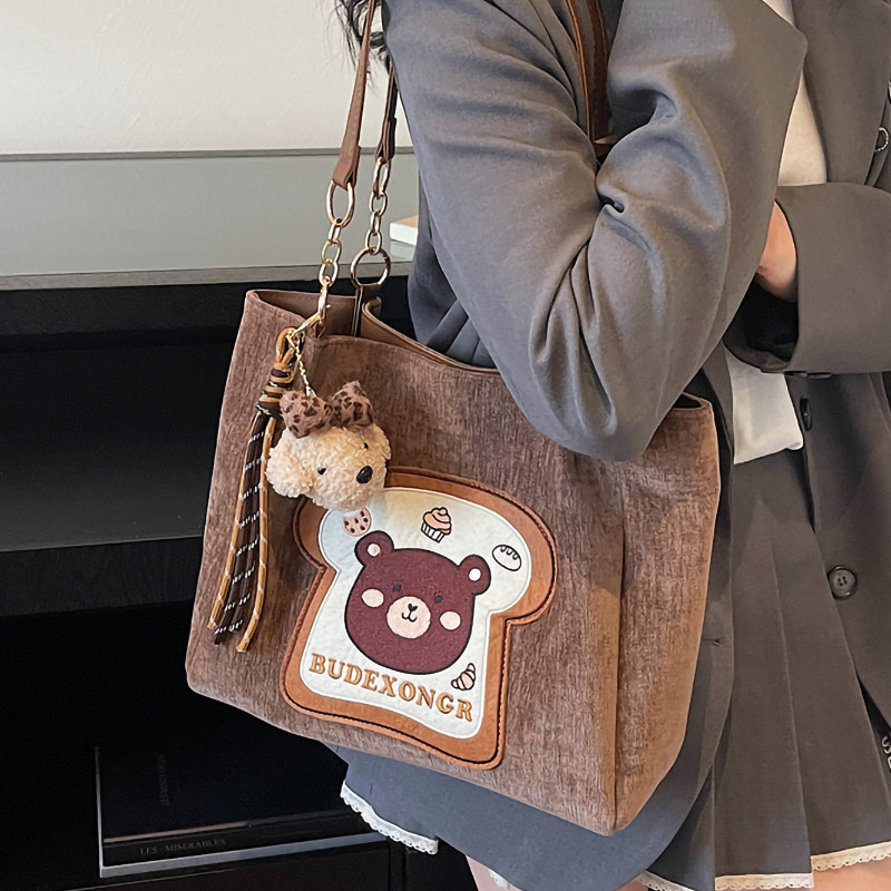 大容量可爱复古单肩托特包女2026新款秋冬小众卡通学生上课通勤包,箱包皮具/热销女包/男包,通用款女包,淘宝优惠券,粉丝福利购,淘宝优惠卷