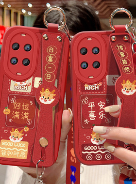 适用于华为nova14活力版手机壳TYR-AL00喜庆红色保护套祝福文字可斜挎腕带壳女硅胶防摔背带挂绳好运新年款
