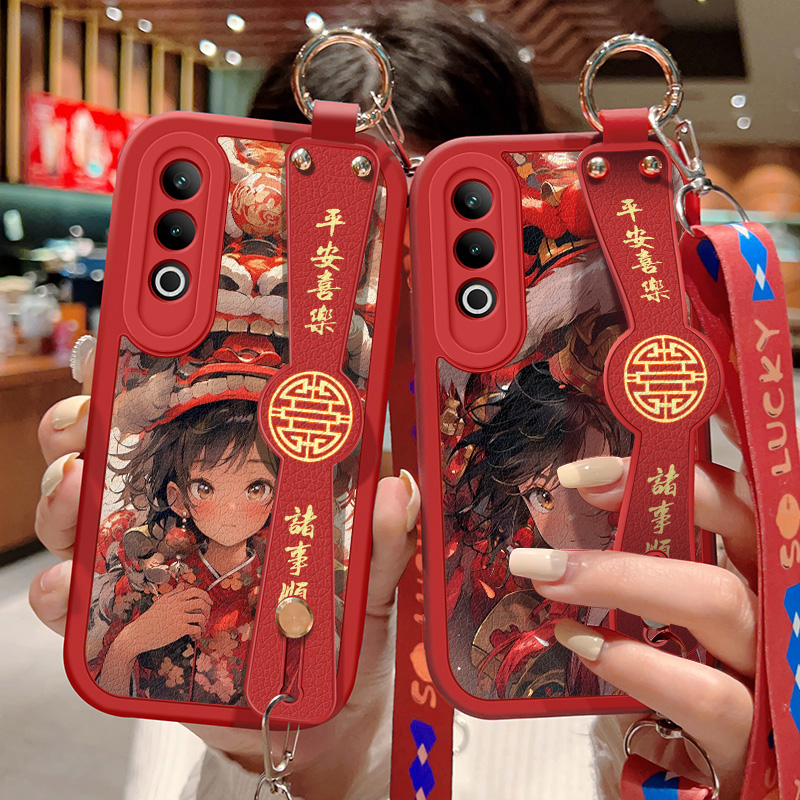 适用oppok12plus手机壳防摔K12Plus硅胶软边OPPO可斜挎挂绳K12Plus镜头全包边腕带保护套女孩卡通龙年男新款