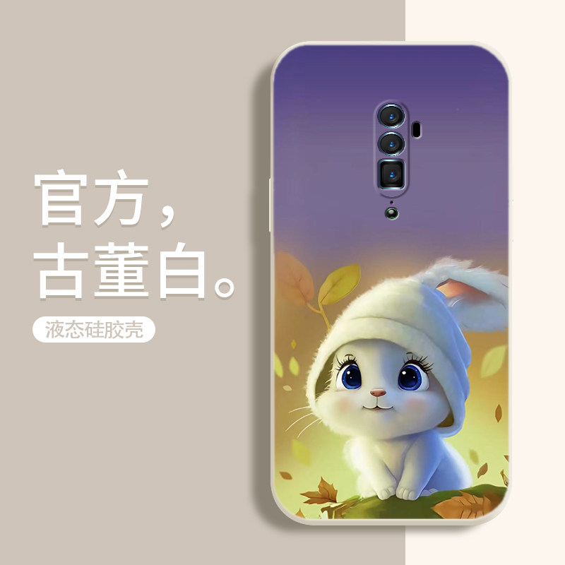 opporeno2手机壳防摔Reno2Z卡通兔子OPPO液态硅胶保护套Reno可爱女10倍变焦版直边软壳RenoZ镜头全包男新年款