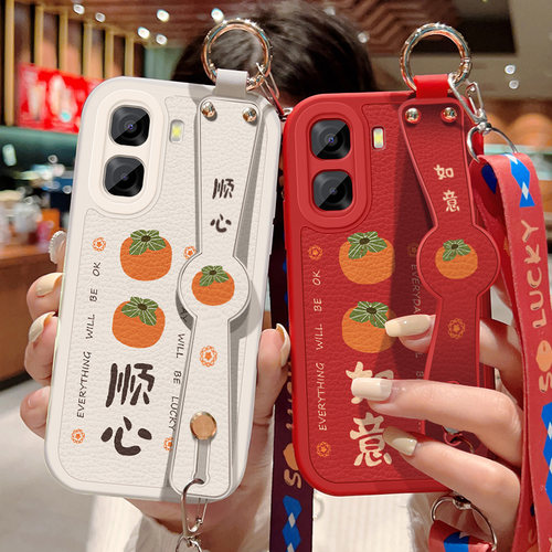 适用于oppoa6c手机壳防摔A6c硅胶软边OPPO可斜挎腕带A6V镜头全包边A6X小羊皮保护套女喜庆文字背带挂绳新款