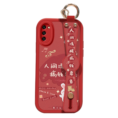 适用oppoa58手机壳防摔A58x祝福文字OPPO可斜挎腕带A57 5G卡通保护套a56s镜头全包边A55硅胶软壳A55S男女新款