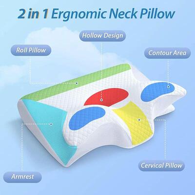 pc Memory Foam Cervical Pillow, 2 in  Ergonomic Contour Or