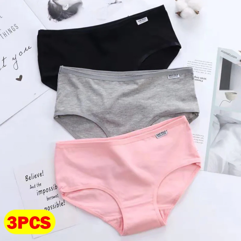 3Pcs/Lot Women's Panties Cotton Underwear Plus Size Soft Bri