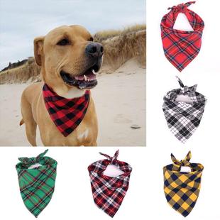 Classic Red Black Plaid Pet Dog Bandana Cat Puppy Kerchief P