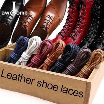1Pair Waxed Cotton Round Shoe laces Coloured Leather Shoes l