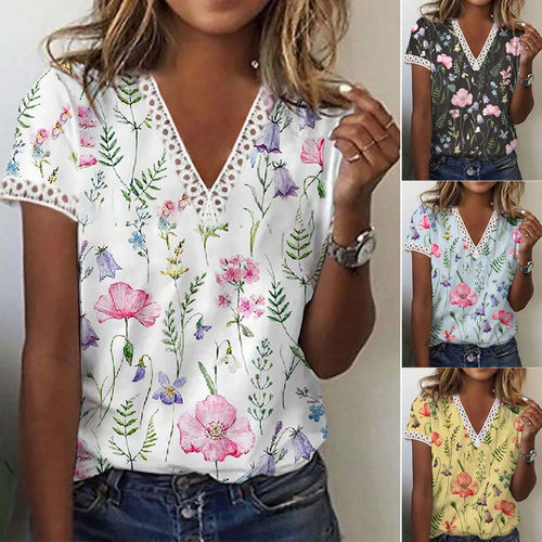 2026 Europe And The United States Summer New Printed V-neck