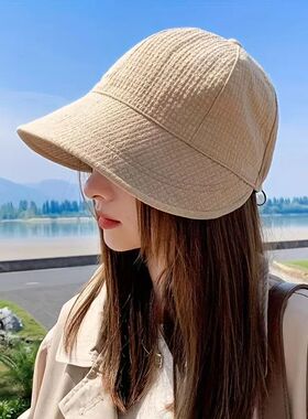 Women's Solid Color Bucket Hat, Sunscreen Outdoor Sports Cas