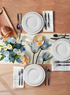 Tulip Linen Table Rustic Farmhouse Style Table Runner 13X70