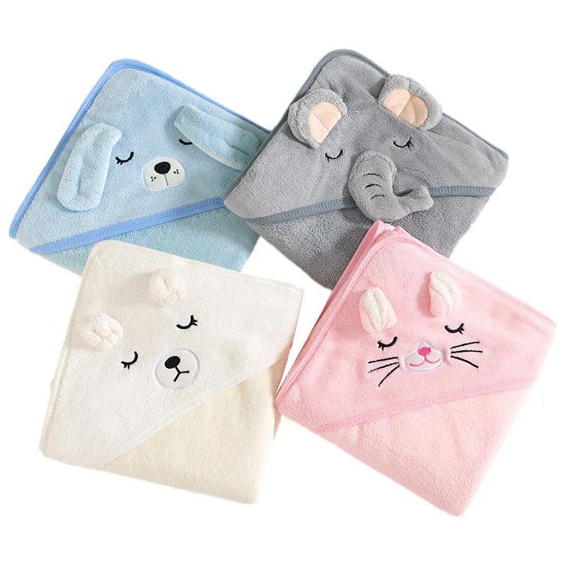 Cartoon Animal Baby Bath Towels Soft Newborn Hooded Towel Bl