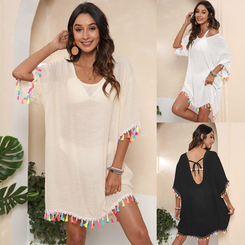 Women's Blouse Seaside Vacation Outer Wear Colorful Tassel P