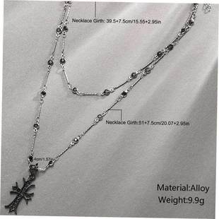 women十字架双层项链时尚 Cross men for 嘻哈男女饰品 necklace