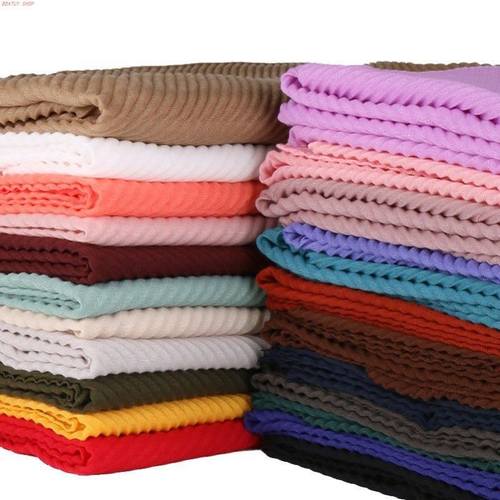 Womens scarf 单色棉质女式围巾时尚斜纹棉麻压皱褶皱马来 YW112