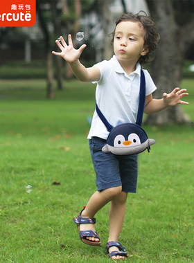supercute儿童包包女可爱男童企鹅斜挎包宝宝迷你小包超萌3岁腰包