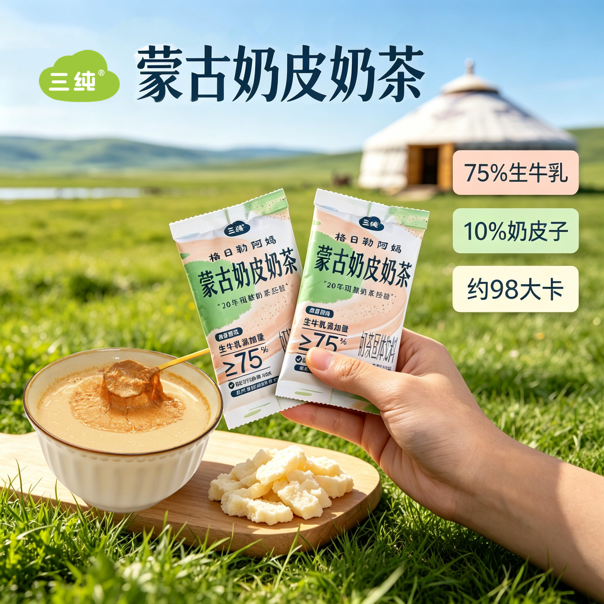 【闭眼入】三纯蒙古奶皮奶茶袋装咸奶茶早餐饮品格日勒阿妈研发