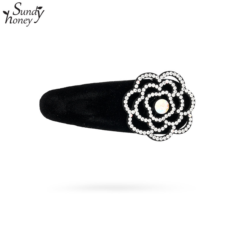 Sundyhoney魅力花朵边夹耀眼水晶潮款碎发夹靓丽都市气质侧边夹子,饰品/流行首饰/时尚饰品新,发饰,淘宝优惠券,粉丝福利购,淘宝优惠卷