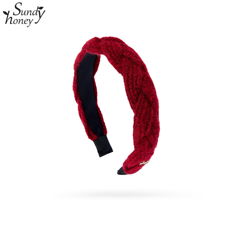 SundyHoney发箍女百搭秋冬毛线麻花压发外出头箍显脸小发卡头饰