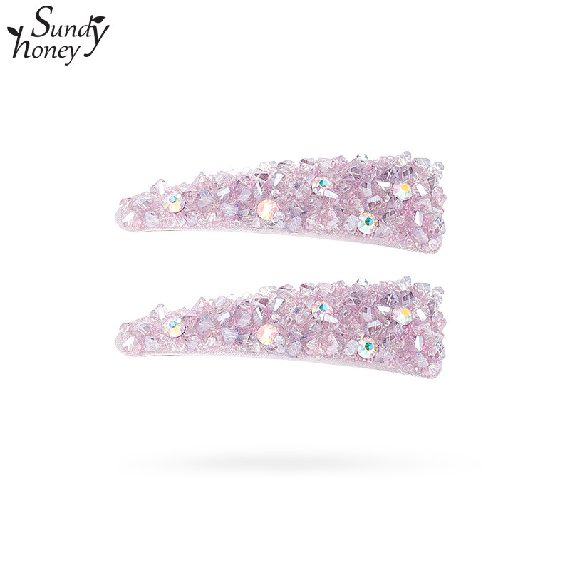SundyHoney甜美果冻色水晶BB夹子侧边夹甜美气质碎发边夹前额发饰
