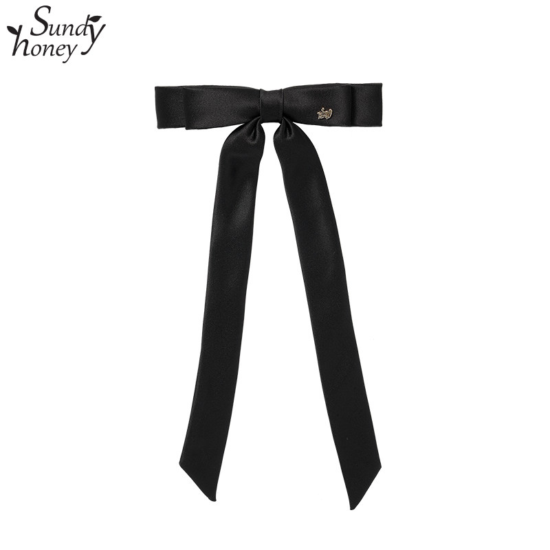 Sundyhoney蝴蝶结长飘带弹簧夹小清新文艺范横夹夹子唯美大气发饰