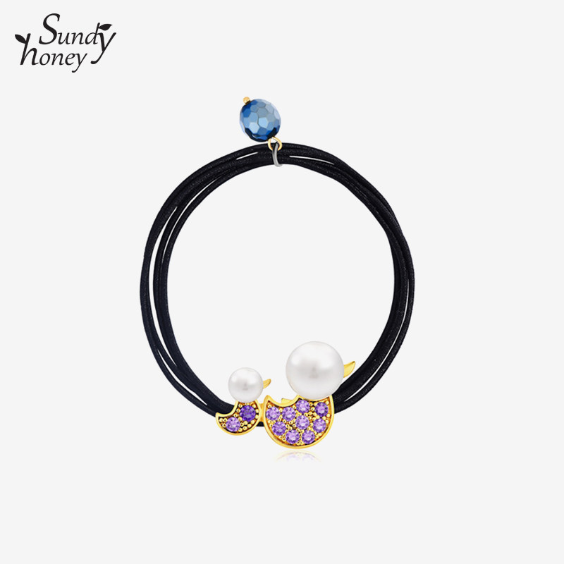 SundyHoney珍珠鸭子发圈镶钻卡通设计2022可爱发饰新款