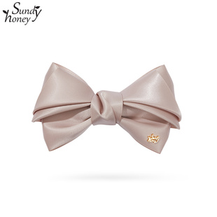 SundyHoney小众设计蝴蝶结弹簧夹日韩女顶夹后脑勺造型配饰头饰
