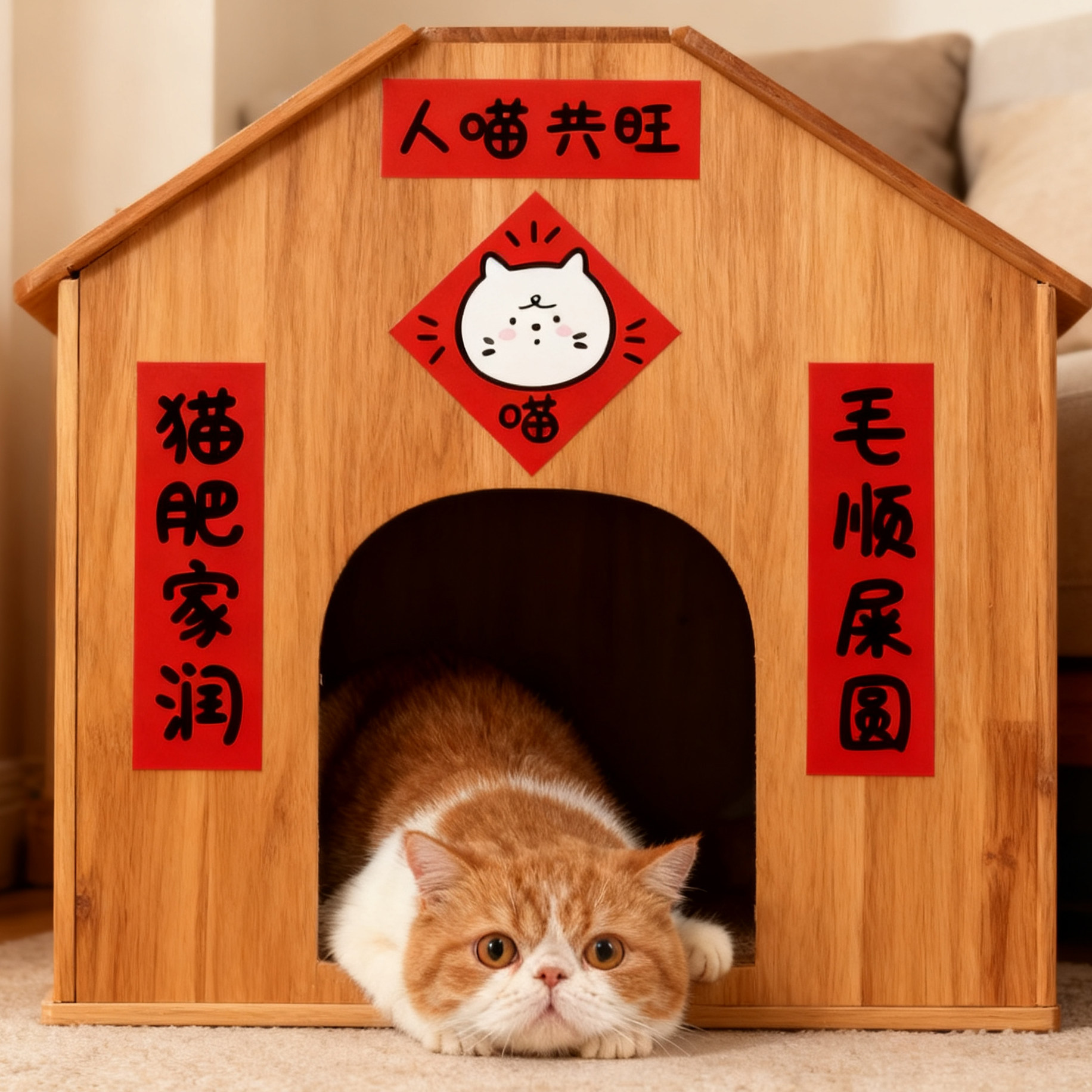 新年猫猫春联可爱房间装饰卡通插画猫窝创意过年贴纸对联猫咪,宠物/宠物食品及用品,宠物用品定制周边,淘宝优惠券,粉丝福利购,淘宝优惠卷