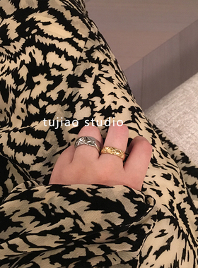 小香风菱格纹设计师戒指