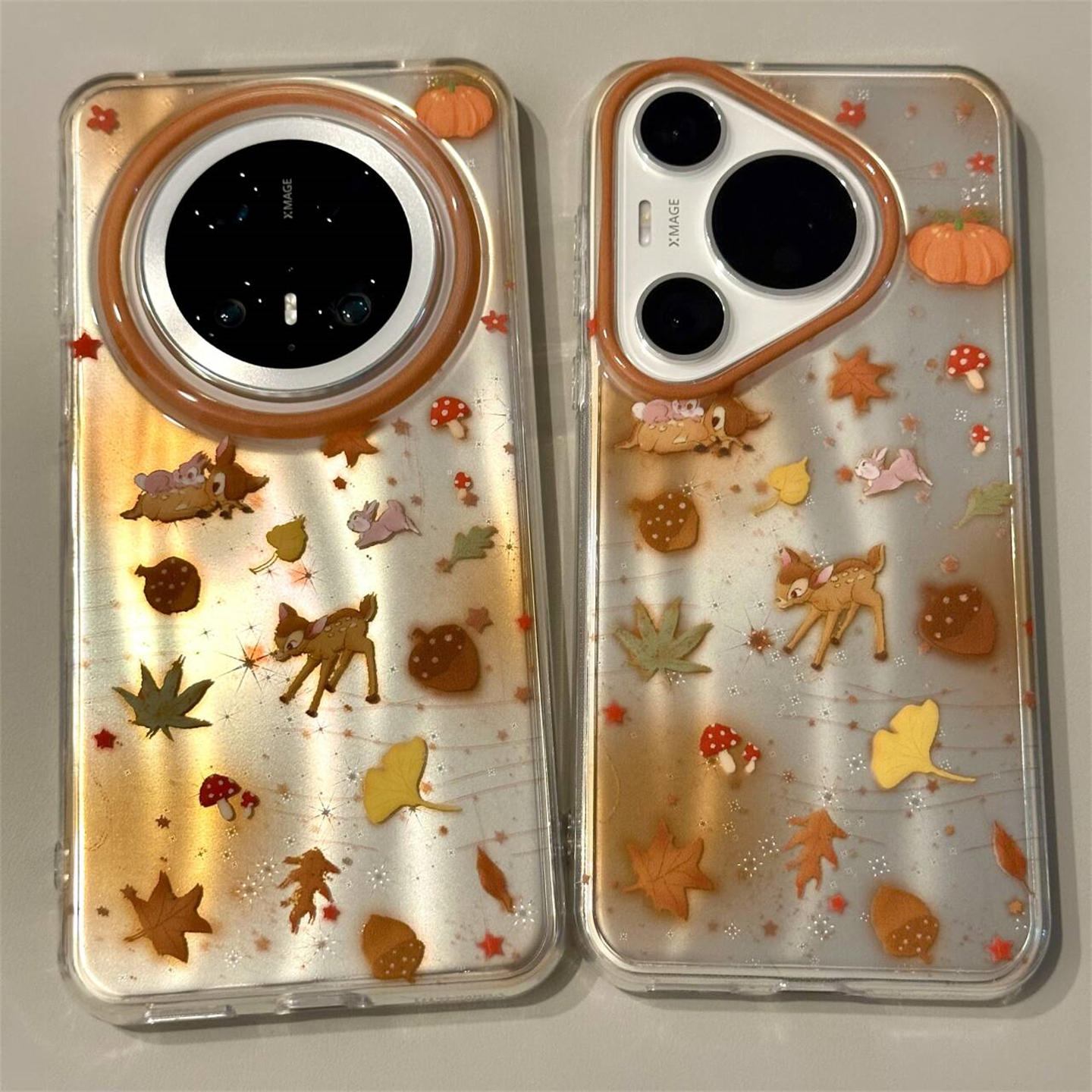 氛围感晕染落日小鹿适用华为Mate70pro+手机壳枫叶秋冬新款Pura80pro可爱桑普兔双层硬壳Mate60pro防摔保护壳