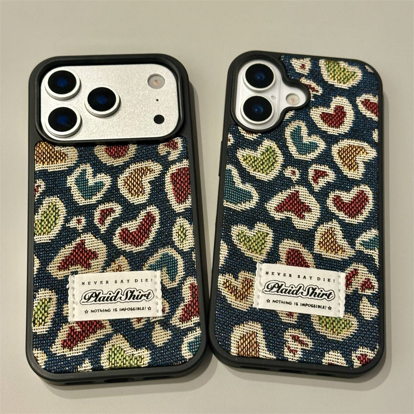 复古ins牛仔布不规则彩色爱心适用iPhone17Promax手机壳苹果16ProMax可爱14ProMx秋冬新款15PM防摔保护壳13