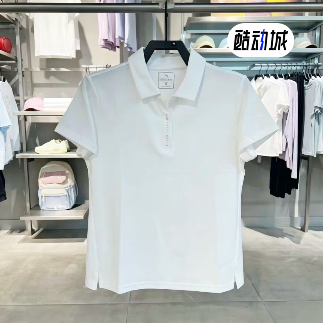 安踏冰丝POLO衫丨休闲正肩翻领短袖女夏季通勤商务上衣162627114