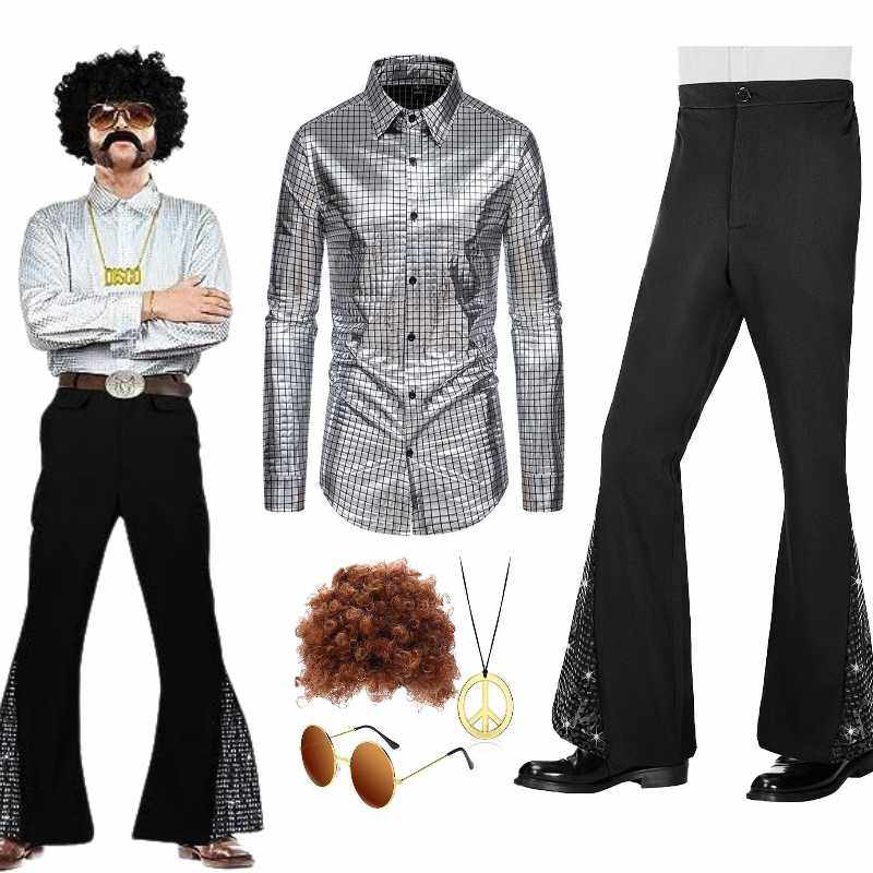 70年代怀旧服装怀旧复古港风花衬衫男生喇叭裤大金链子道具土豪