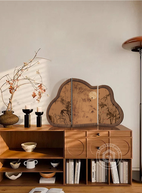 新中式桌面小屏风宋代美学覆古拍摄道具摆件场景布置茶室装饰摆画