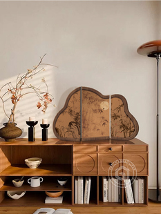 新中式桌面小屏风宋代美学覆古拍摄道具摆件场景布置茶室装饰摆画