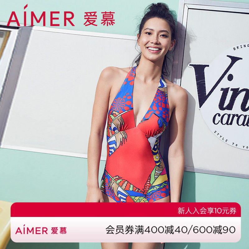 女高连体挂脖泳衣爱慕挂脖图片