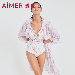 爱慕浪漫繁花连体泳衣女士游泳馆专用遮肚显瘦泡温泉保守泳装