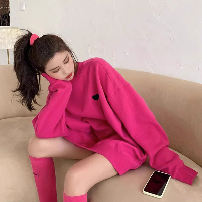 韩式银狐绒保暖棉质爱心卫衣女春