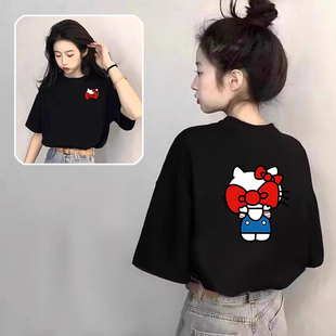 上衣女T恤 2025夏季 新款 卡通HelloKitty凯蒂猫印花纯棉情侣装 短袖