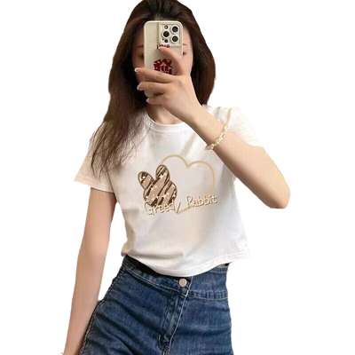 小众短袖正肩修身纯棉T恤短上衣