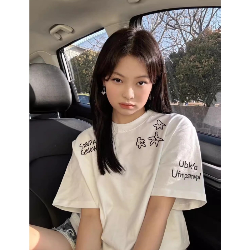 重磅纯棉白色短袖t恤女2025夏季新款爆款宽松小个子美式半袖上衣