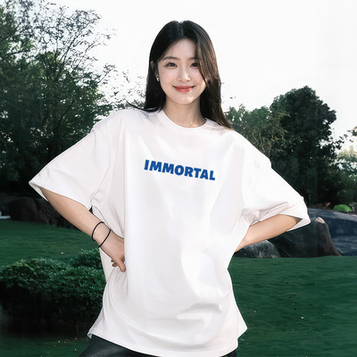 白色短袖t恤女2026新款纯棉宽松中长款慵懒风韩版独特别致上衣潮