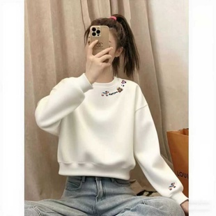 加绒重磅卫衣女高腰爆款 设计感白色短款 小个子上衣 新款 2025秋冬季