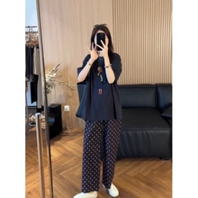 藏蓝色短袖女t恤夏季2025新款纯棉半袖宽松显瘦好看漂亮精致上衣